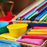 A picture of colorful craft supplies neatly organized in a basket