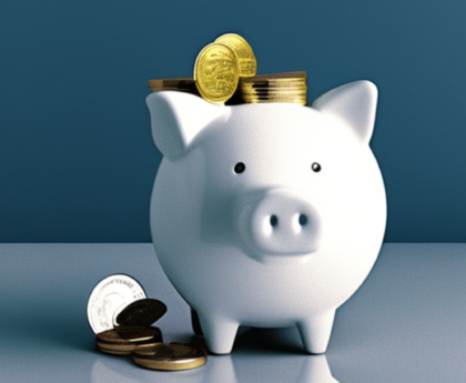 An illustration of a piggy bank with coins spilling out of it